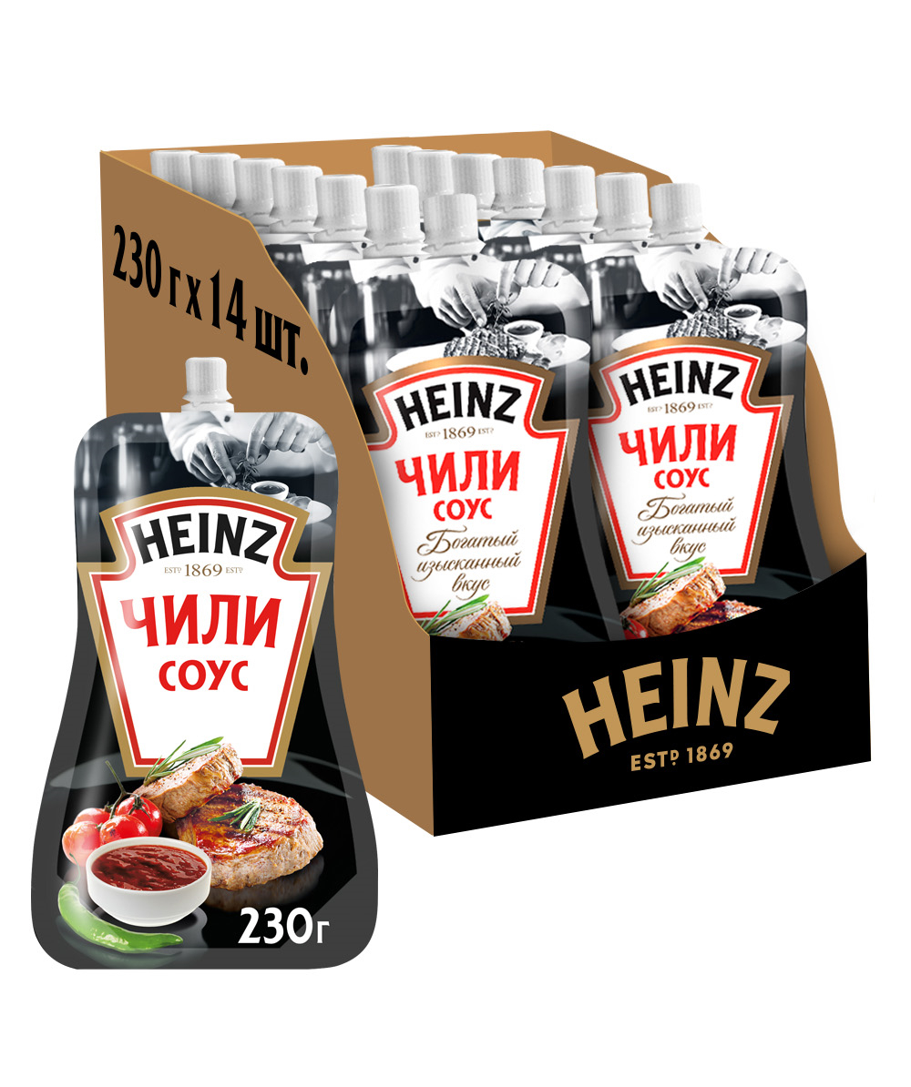 Соус томатный Heinz Чили, 14 шт по 230 г — купить в интернет-магазине ...