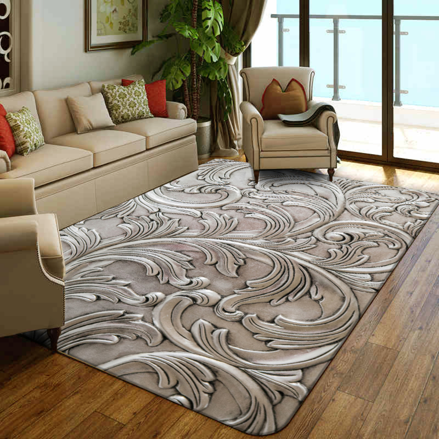 современные ковры на пол в гостиную фото