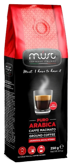 Кофе молотый MUST Pure Arabica (Пуро Арабика) 250г - купить с доставкой по  выгодным ценам в интернет-магазине OZON (208718748)