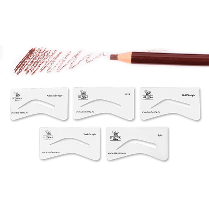 Bio henna premium набор трафаретов для бровей 5 шт, (коричневый)