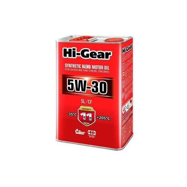 Hi-Gear MOTOR OIL SAE API SL/CF 5W-30 Масло моторное, Полусинтетическое, 4 л