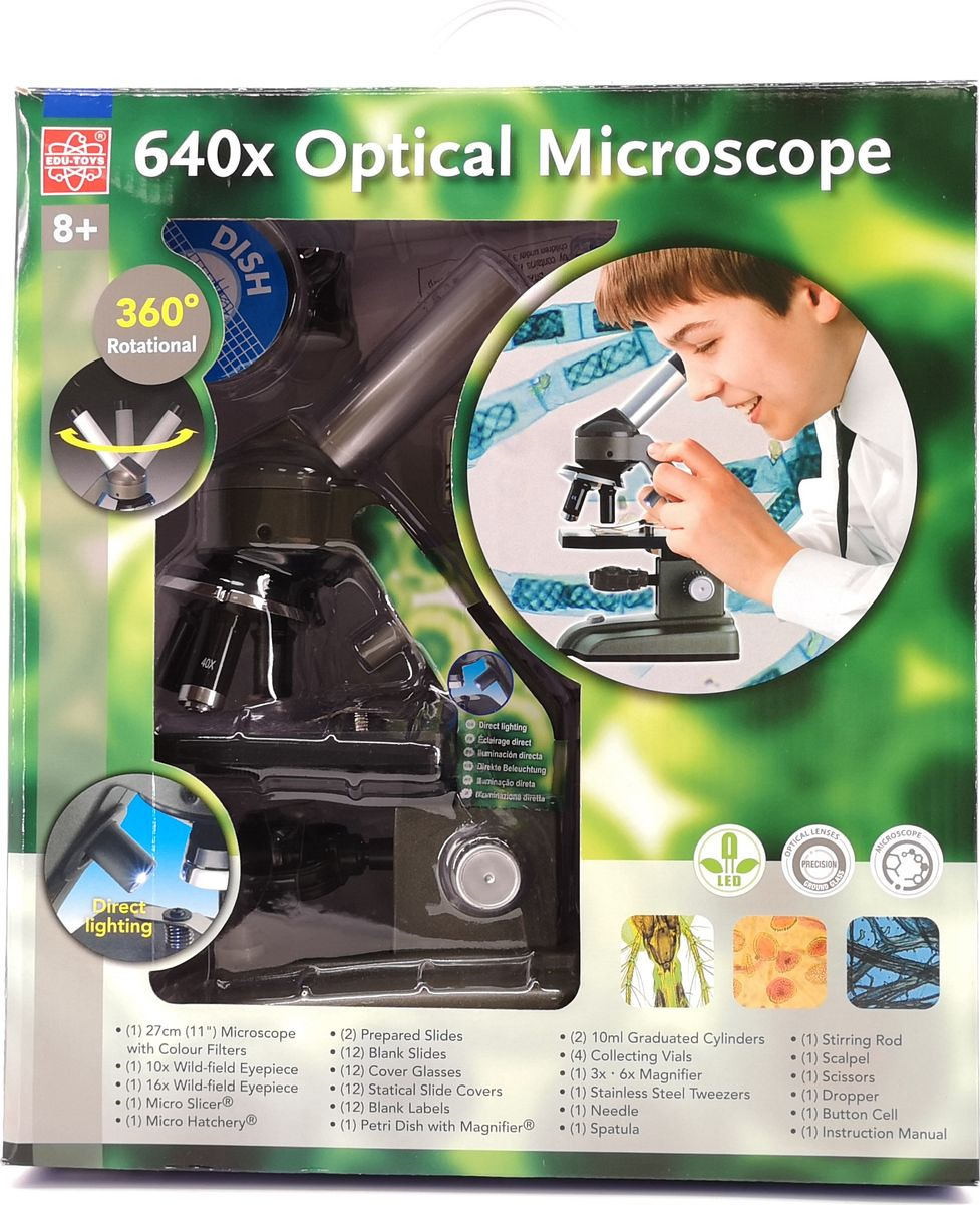 Набор для опытов и экспериментов EduToys Microscope "Микроскоп 640x