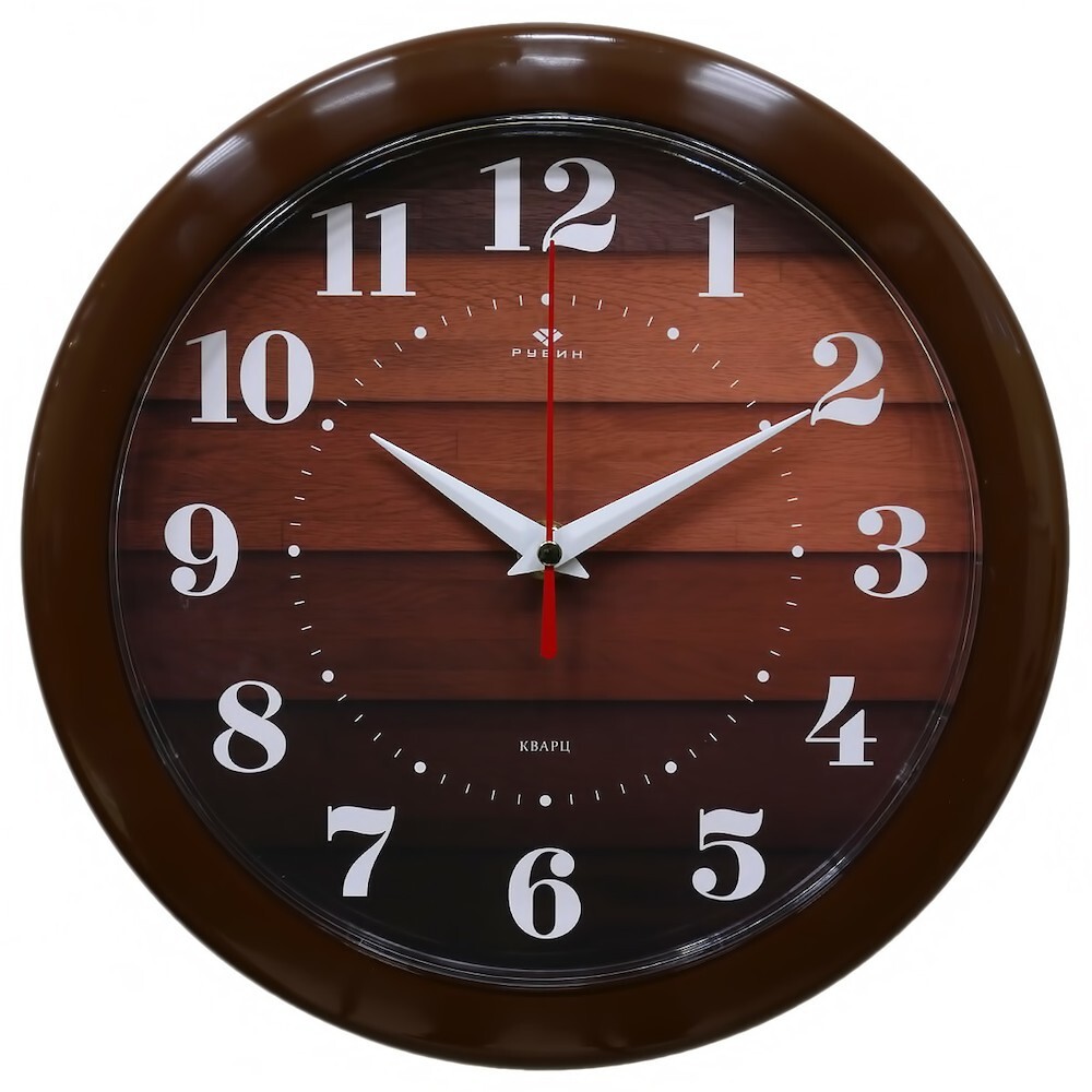 2323-104 (10) Часы настенные круг d=23см, корпус коричневый 