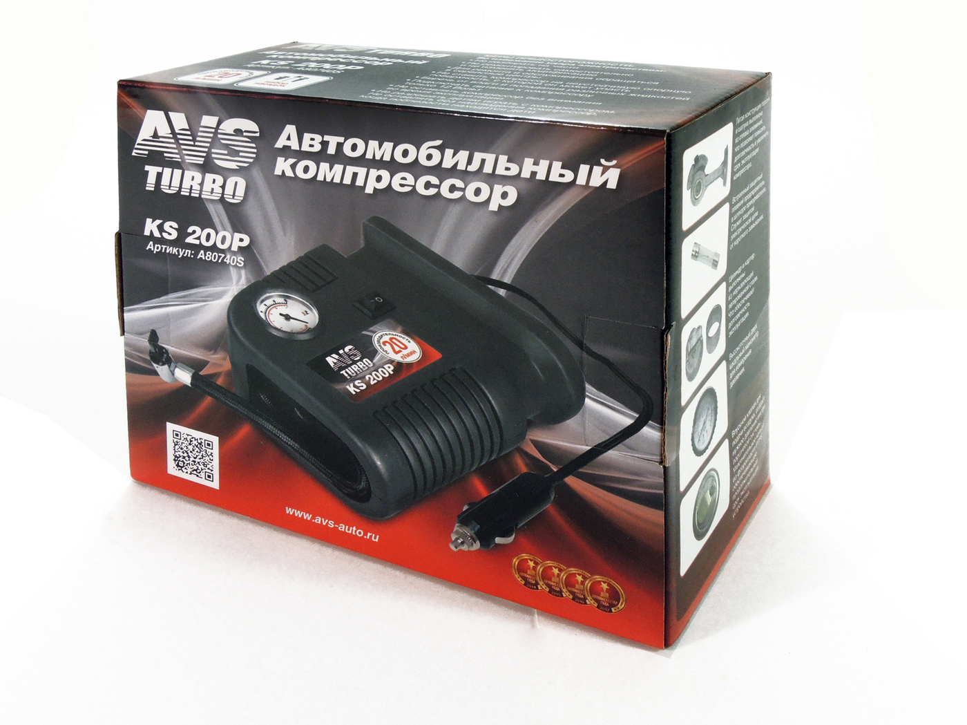 Компрессор подкачки шин AVS Turbo KS 200 P 20 л/мин, 7 атм