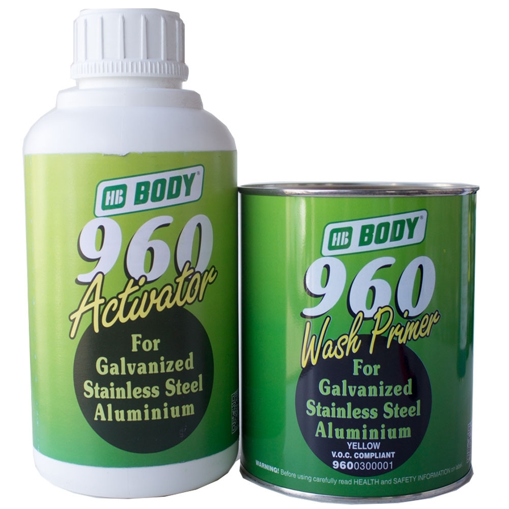 ГрунтBody"960WashPrimer",2К,кислотный,желто-зеленый,банка1л.сотвердителем1л.