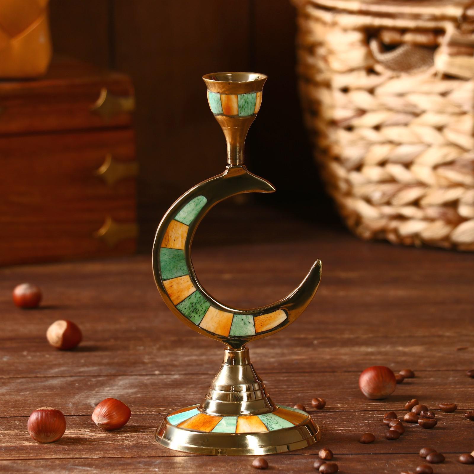 Подсвечник для декора / "Месяц" перламутр 8,5х19,5 см / подсвечник металлический