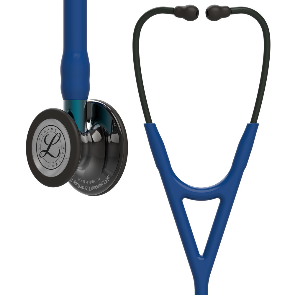 Стетоскоп Littmann Cardiology IV, темно-синяя трубка, дымчатая головка, черное оголовье, 6202