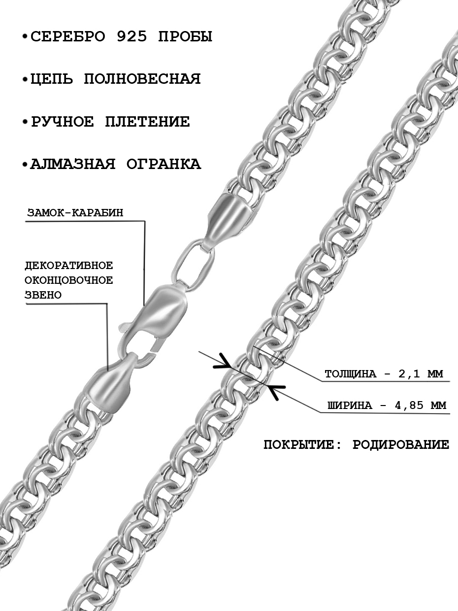 Бисмарк цепочка серебро родирование