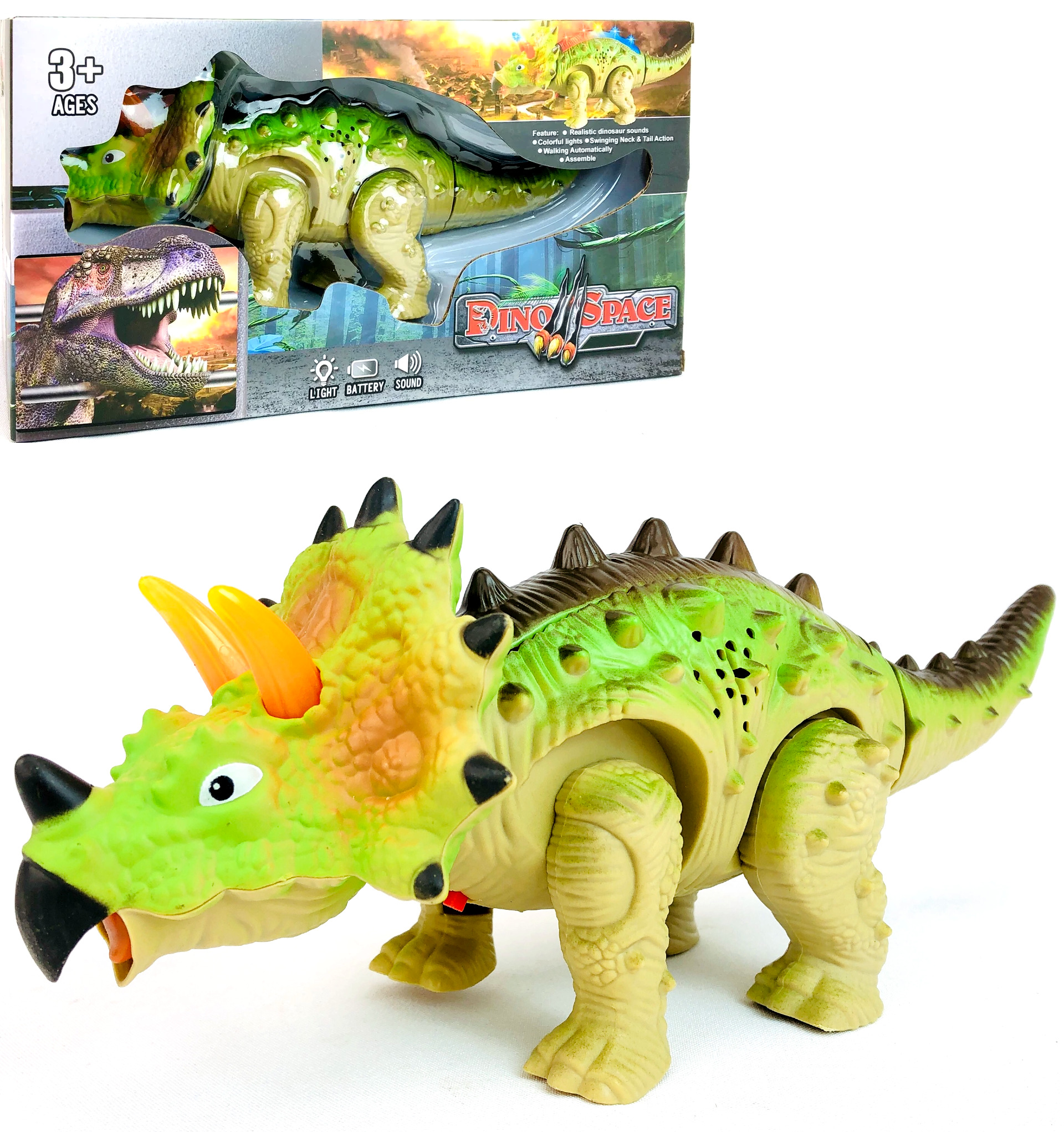 Интерактивная игрушка Динозавр Dino Space, Трицератопс 805 c подсветкой ...