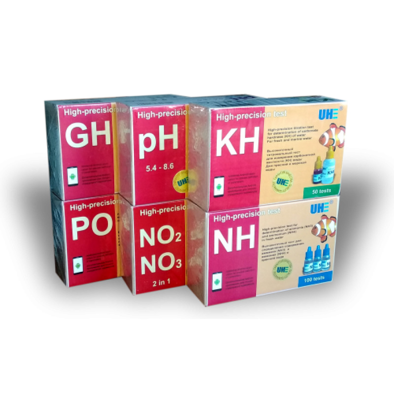 НабортестовводыUHEpH,GH,KH,NH3,NH4,NO2,NO3,PO4