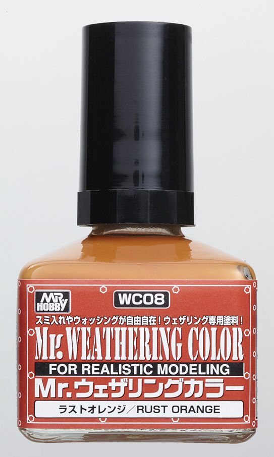 MR.HOBBY Mr.Weathering Color Rust Orange, Грязно-оранжевая, Смывка для везеринга без кисточки, 40 мл