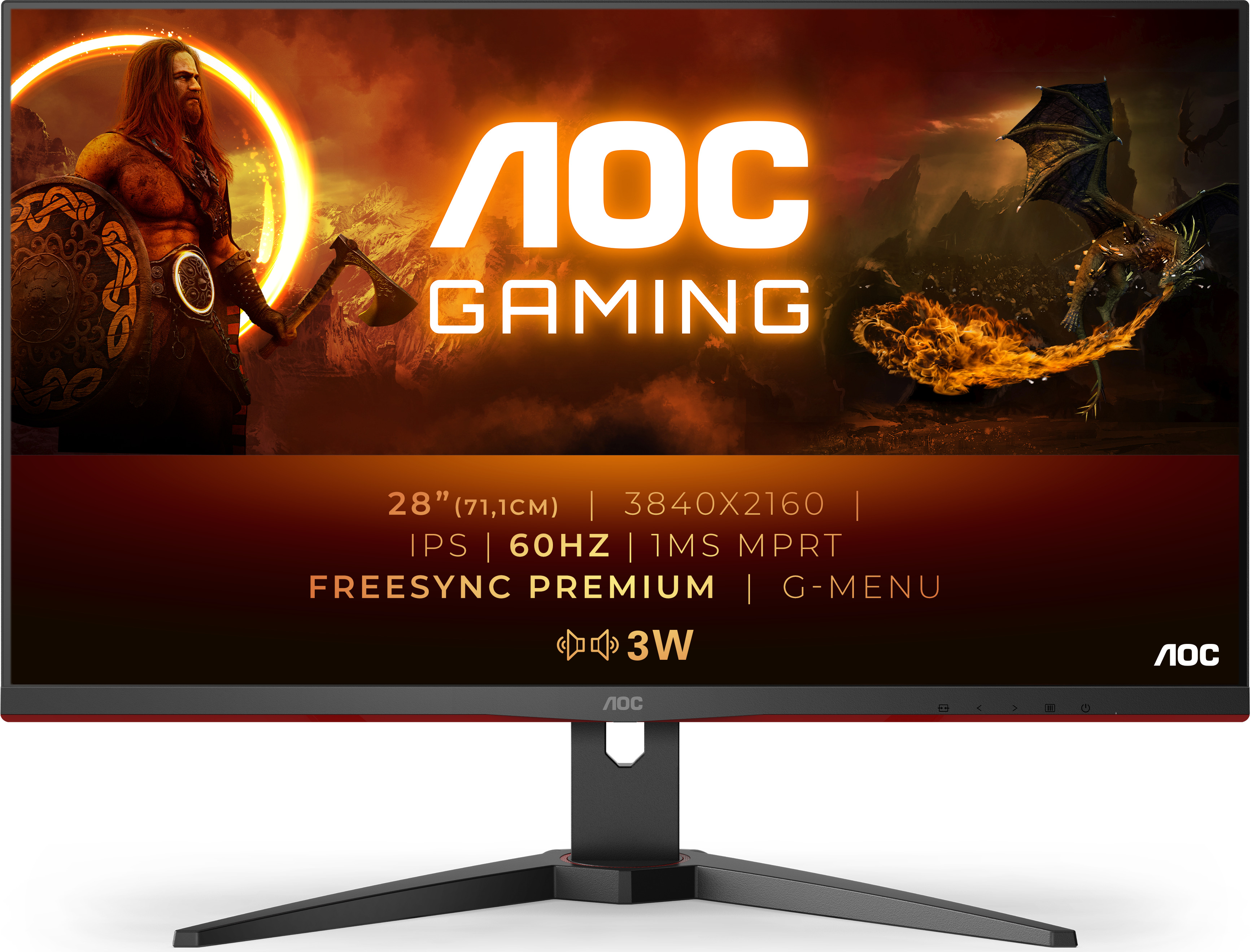 Монитор AGON by AOC U28G2AE/BK - купить по выгодной цене в  интернет-магазине OZON