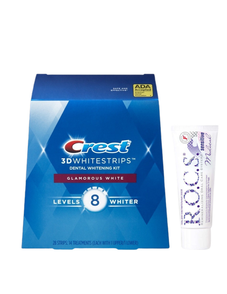 Отбеливающие полоски для зубов Crest Glamorous White + гель для ...