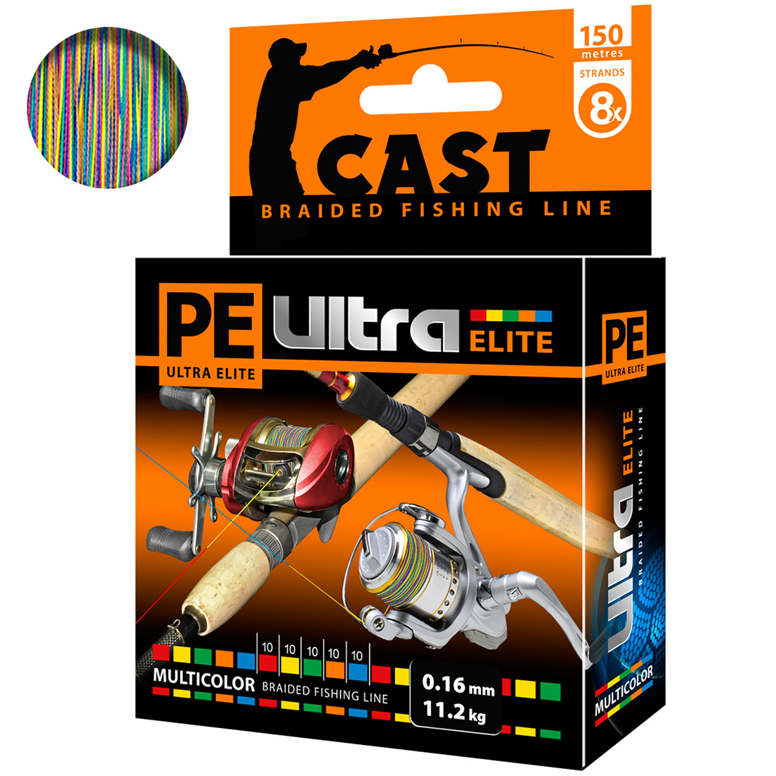 Плетеный шнур AQUA PE ULTRA ELITE CAST MILTICOLOR 150м 0,16мм