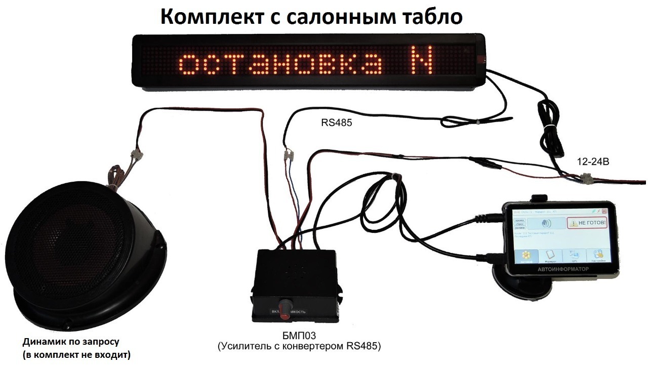 Автоинформатор автобусный комплект с бегущей строкой с двумя датчиками ...