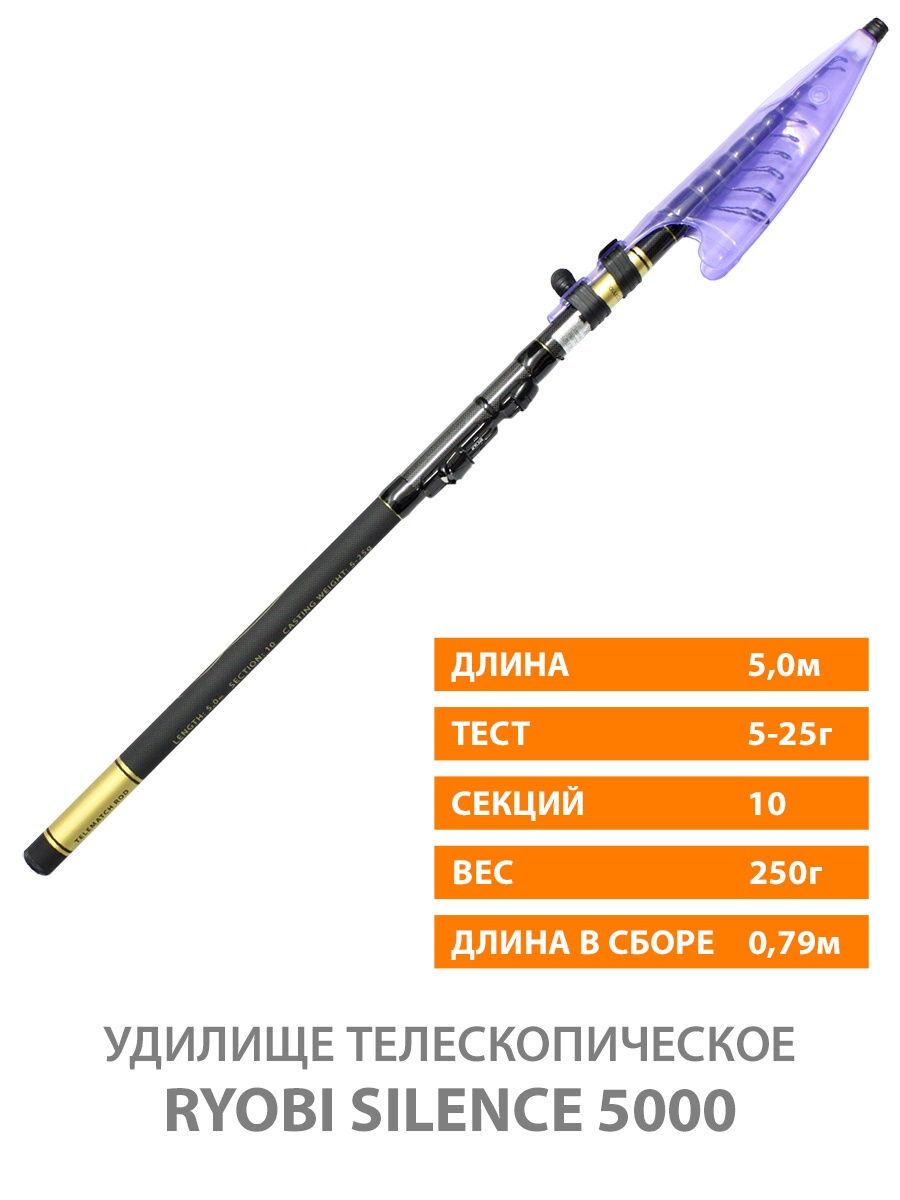 Удилище болонское поплавочное телескопическое RYOBI SILENCE 5000 05-25G