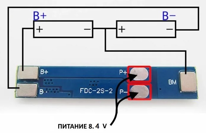 Схема подключения контроллера заряда для 18650