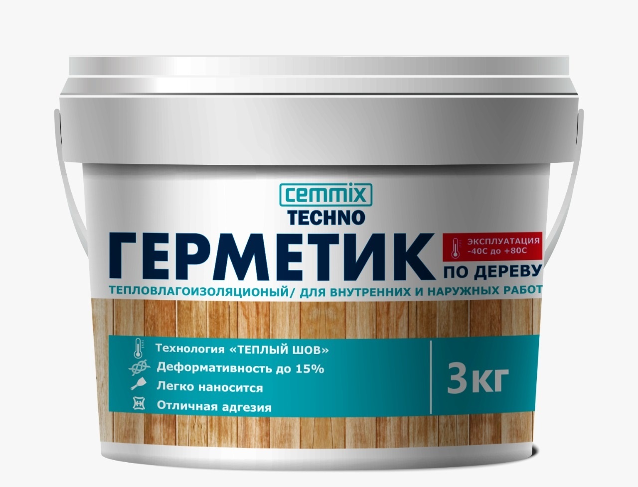 Герметик акриловый Cemmix для дерева Теплый шов Дуб, 3 кг