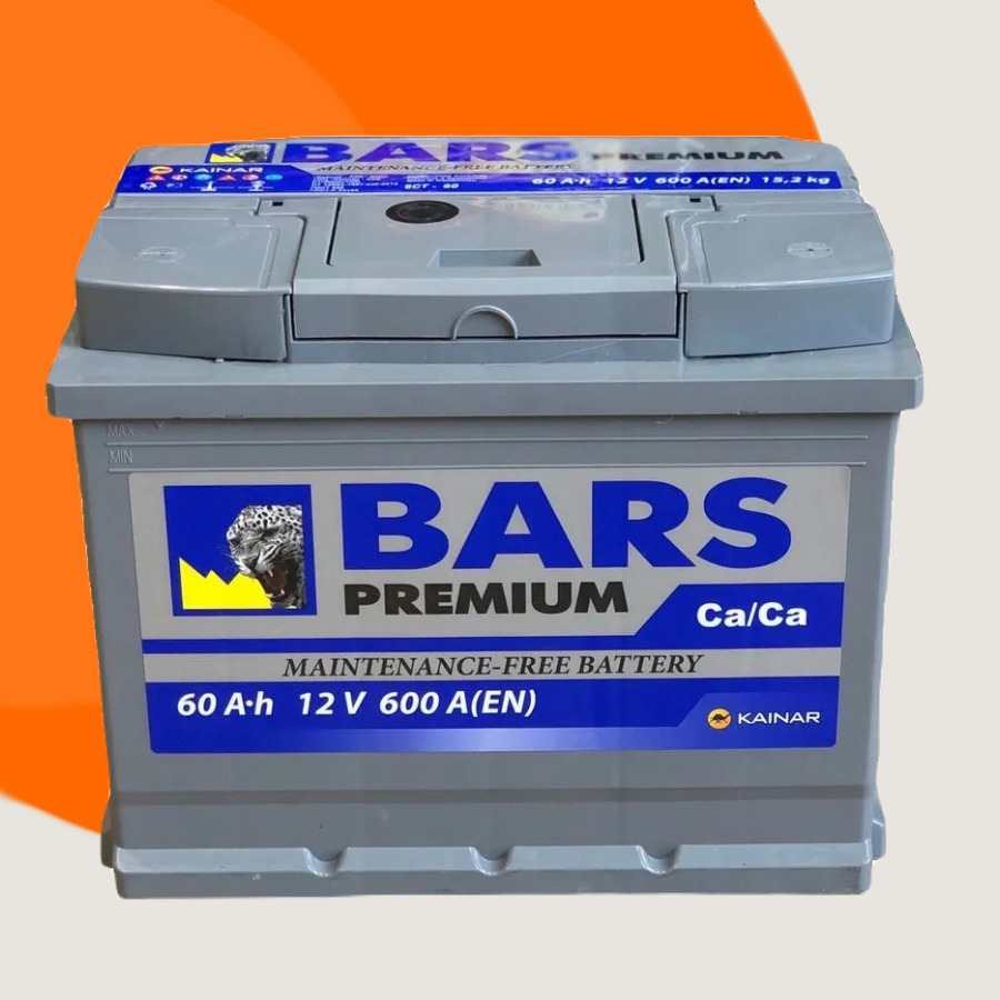 Аккумулятор автомобильный BARS Premium 6CT-60 60 Ач, пуск. ток 600 А,  обрат. полярность, 242x175x190