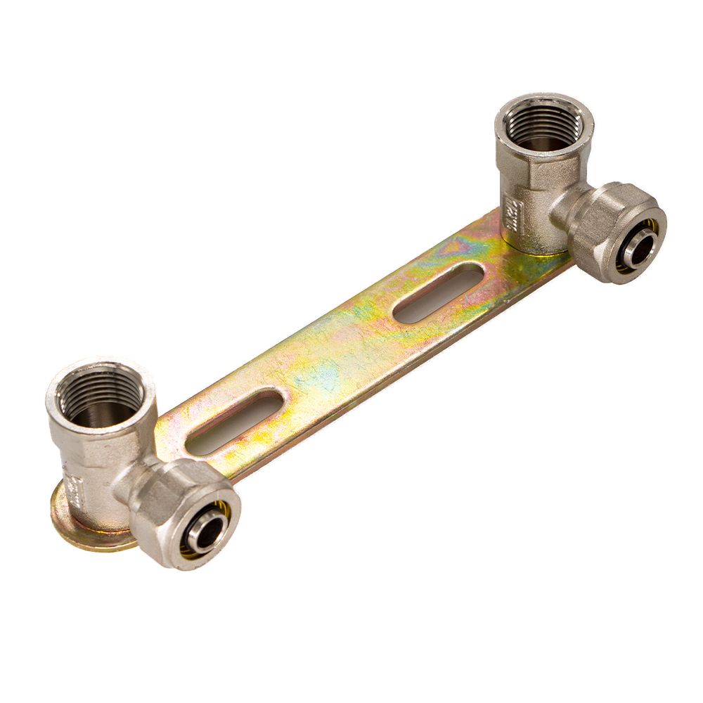 планка монтажная с водорозетками ø16х1/2". установочная планка для смесителя рехау. планка установочная проаква 20*1/2. планка монтажная для установки смесителя с 2-мя уголками 16х1/2"вн. планка для установки смесителя.