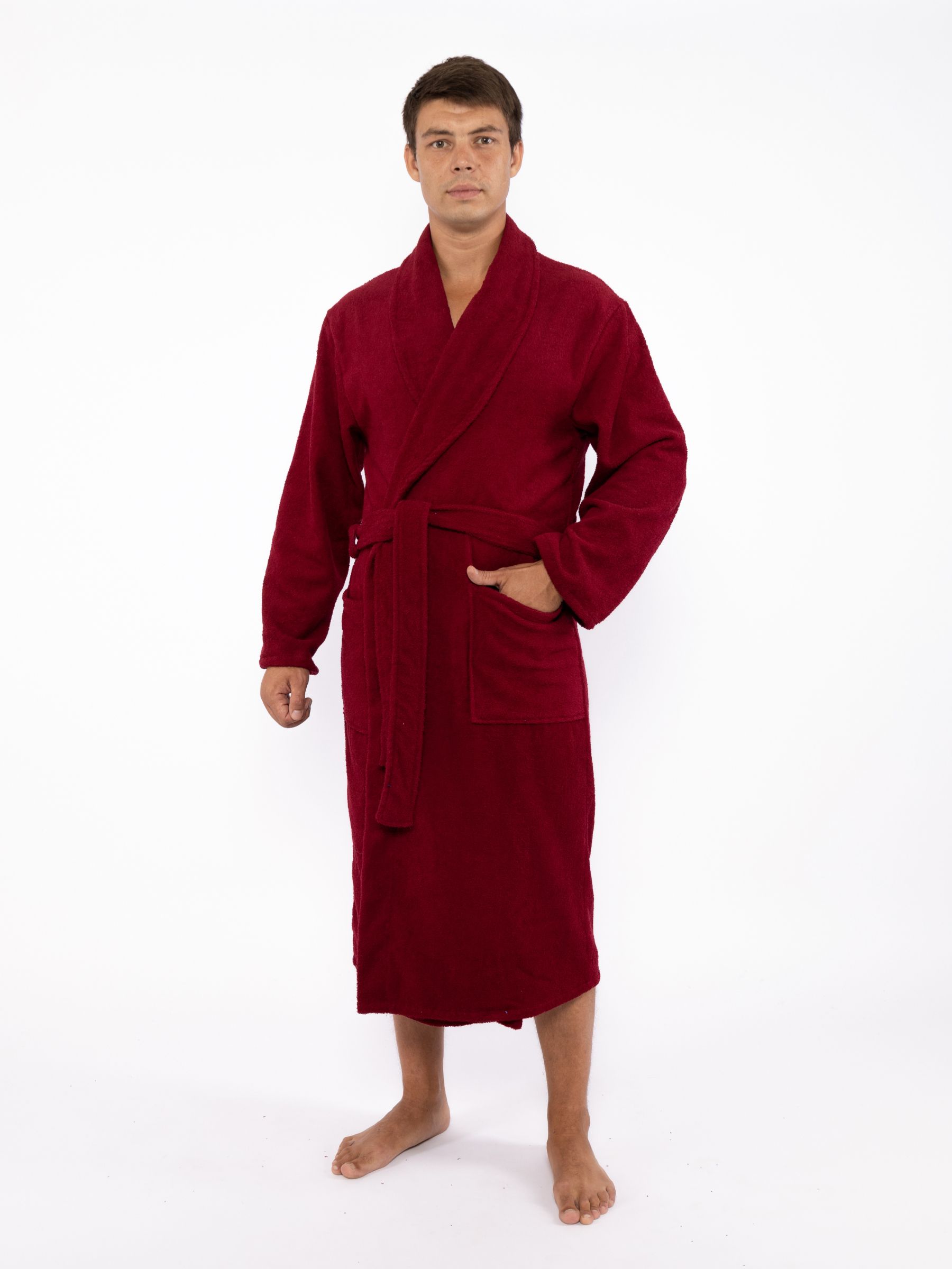 Бордовый халат мужской