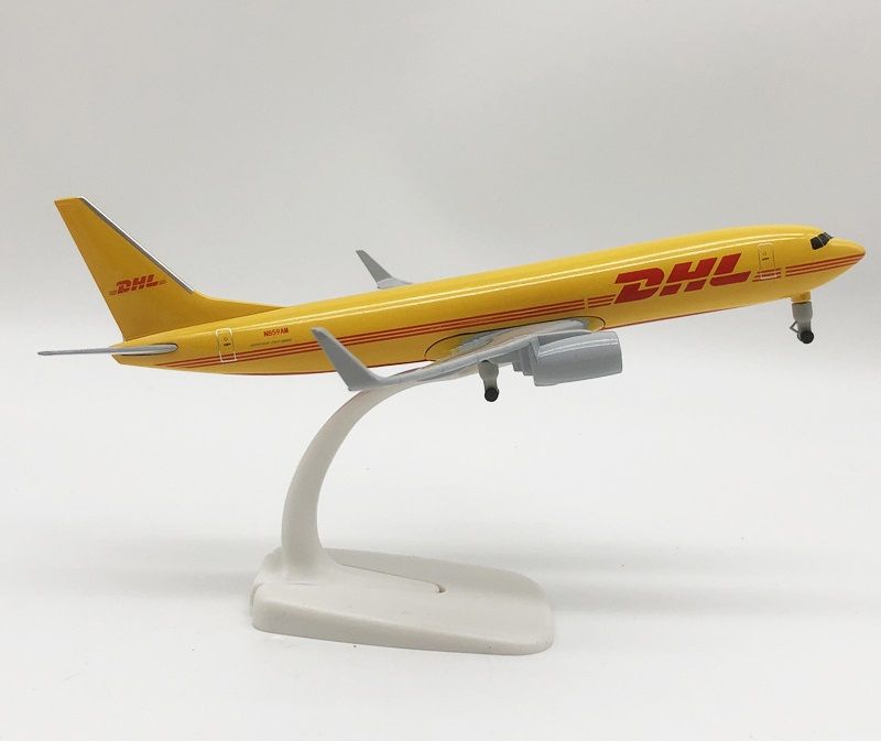 Модель самолета металлическая 20 см с шасси DHL