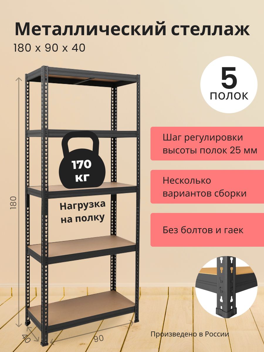 Стеллаж металлический с ограничителями по боковым стенкам ст 13 5