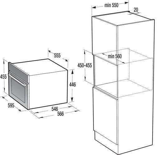 Схема встраивания духового шкафа gorenje