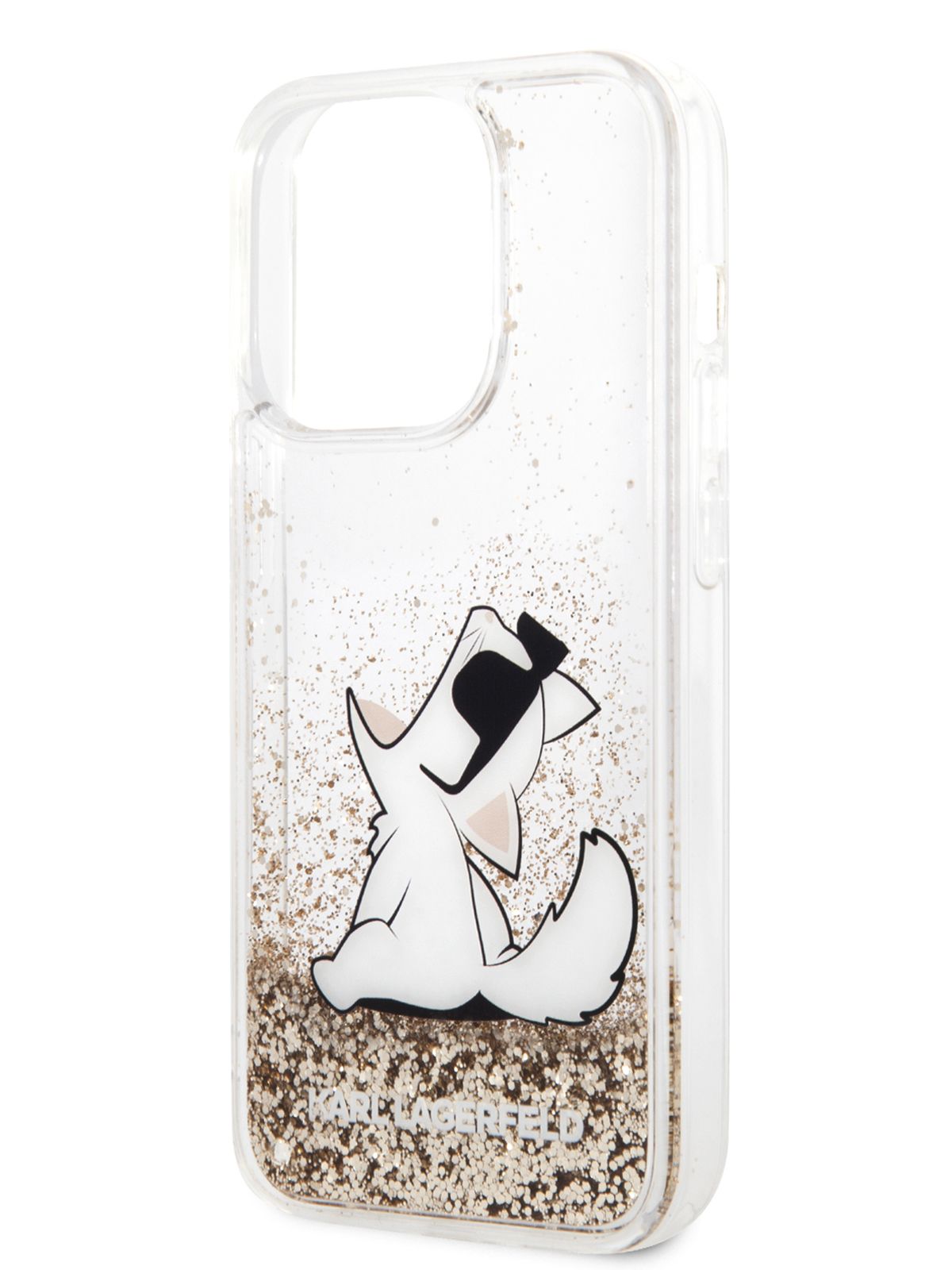 Чехол Karl Lagerfeld Liquid glitter накладка на Apple iPhone 14 Pro / для  Айфон 14 Про / бампер / защитный кейс с жидкими блестками Choupette Fun,  золотистый - купить с доставкой по