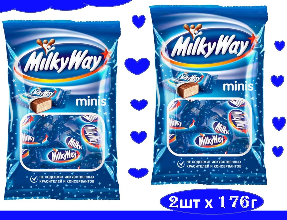 Конфеты шоколадные батончики Milky Way Minis, 2шт по 176 г - купить с  доставкой по выгодным ценам в интернет-магазине OZON (761329153)