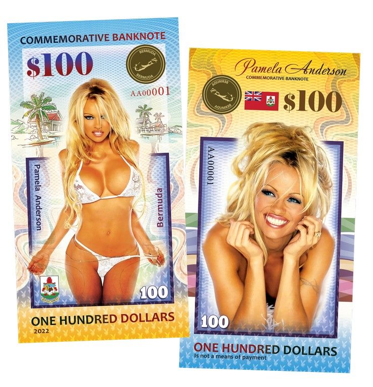 100 долларов 2022 Бермуды  Памела Андерсон. Pamela Anderson. Bermuda.UNC