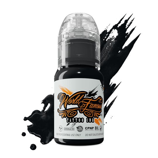 World Famous Tattoo Ink Blackout 15 мл. Черная краска для тату. Универсальная