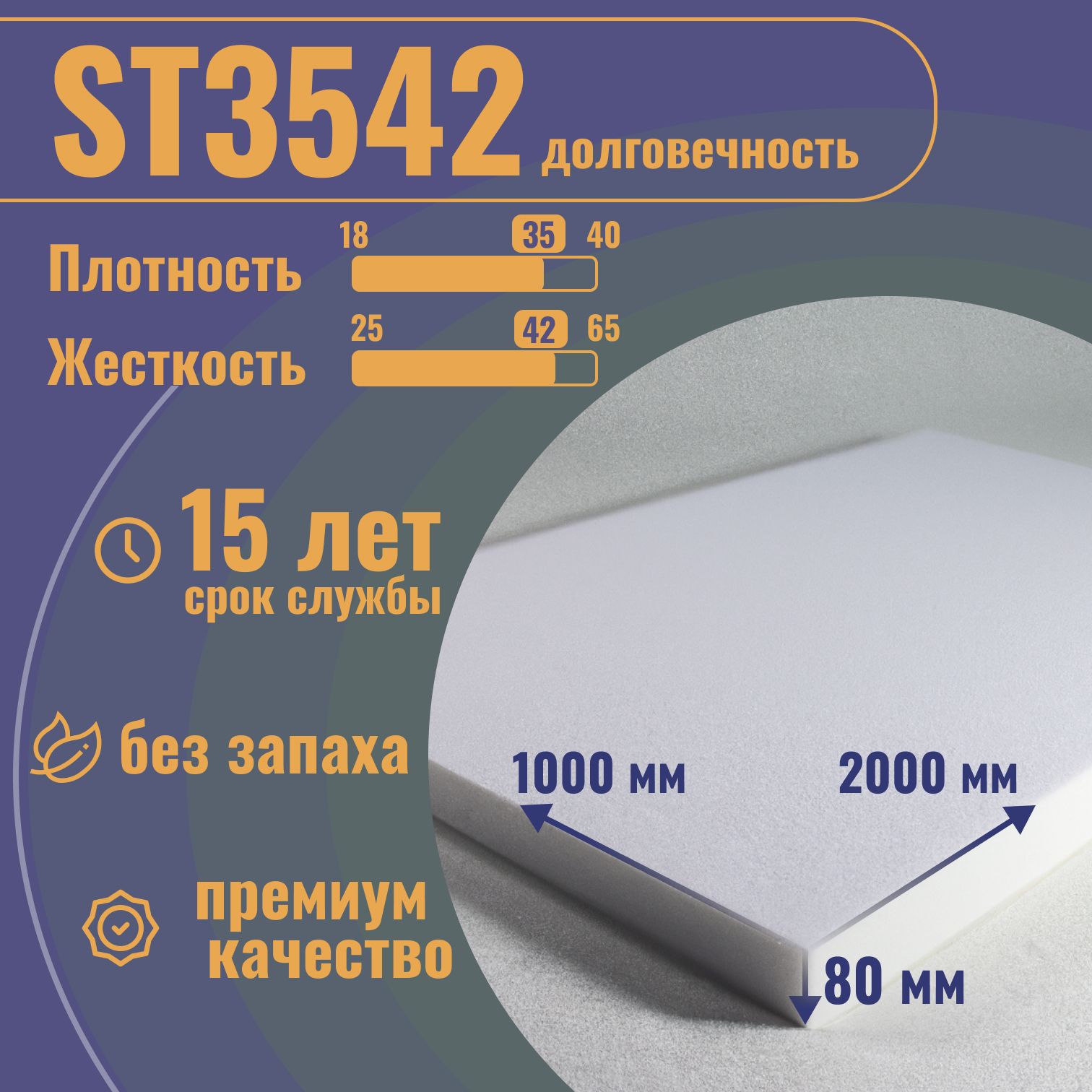 Матрас ппу 80мм ст 25 35