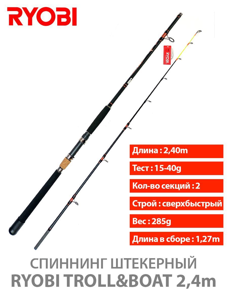 Спиннинг троллинговый штекерный RYOBI TROLL&BOAT 2,40 15-40lb