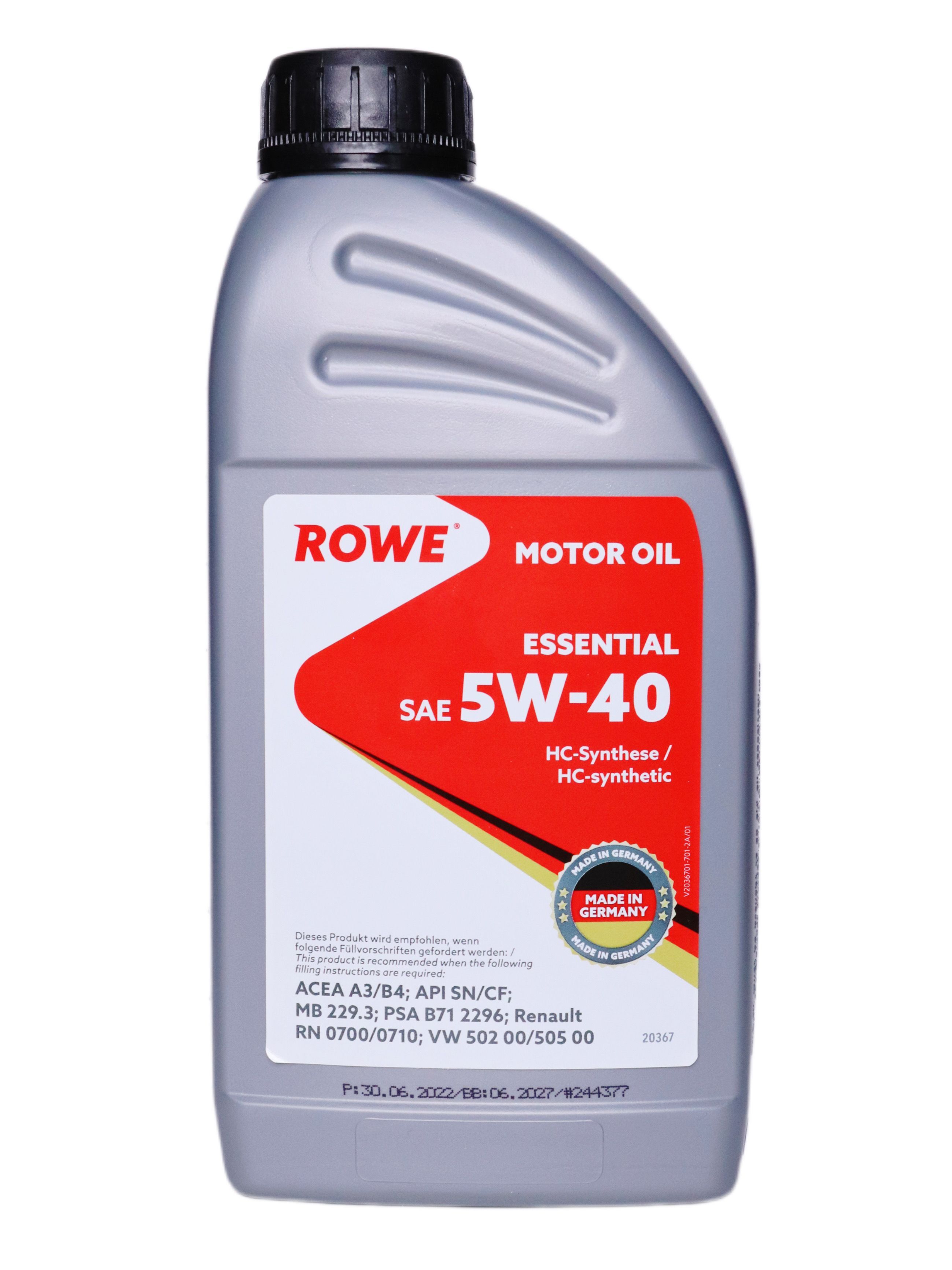 ROWE5W-40Масломоторное,Синтетическое,1л