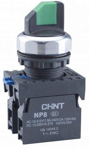 CHINT Переключатель с фиксацией NP8-20X/312 без подсветки , черная 2НО IP65 (R), 578131