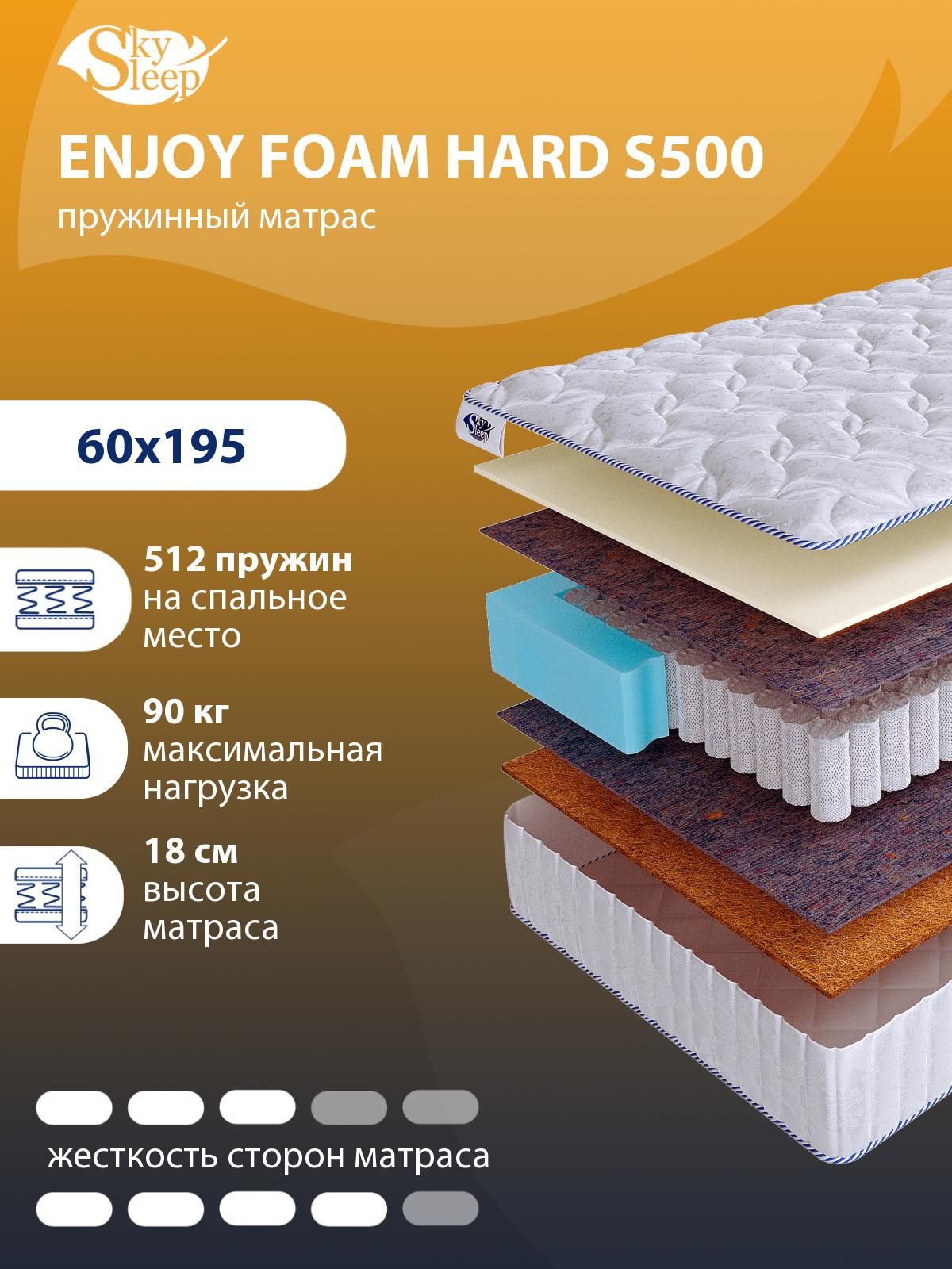 матрас zzic hard foam беспружинный