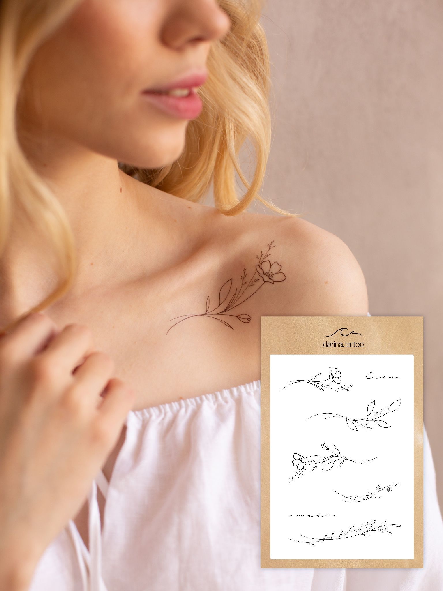 Искусство на ключице: женские татуировки