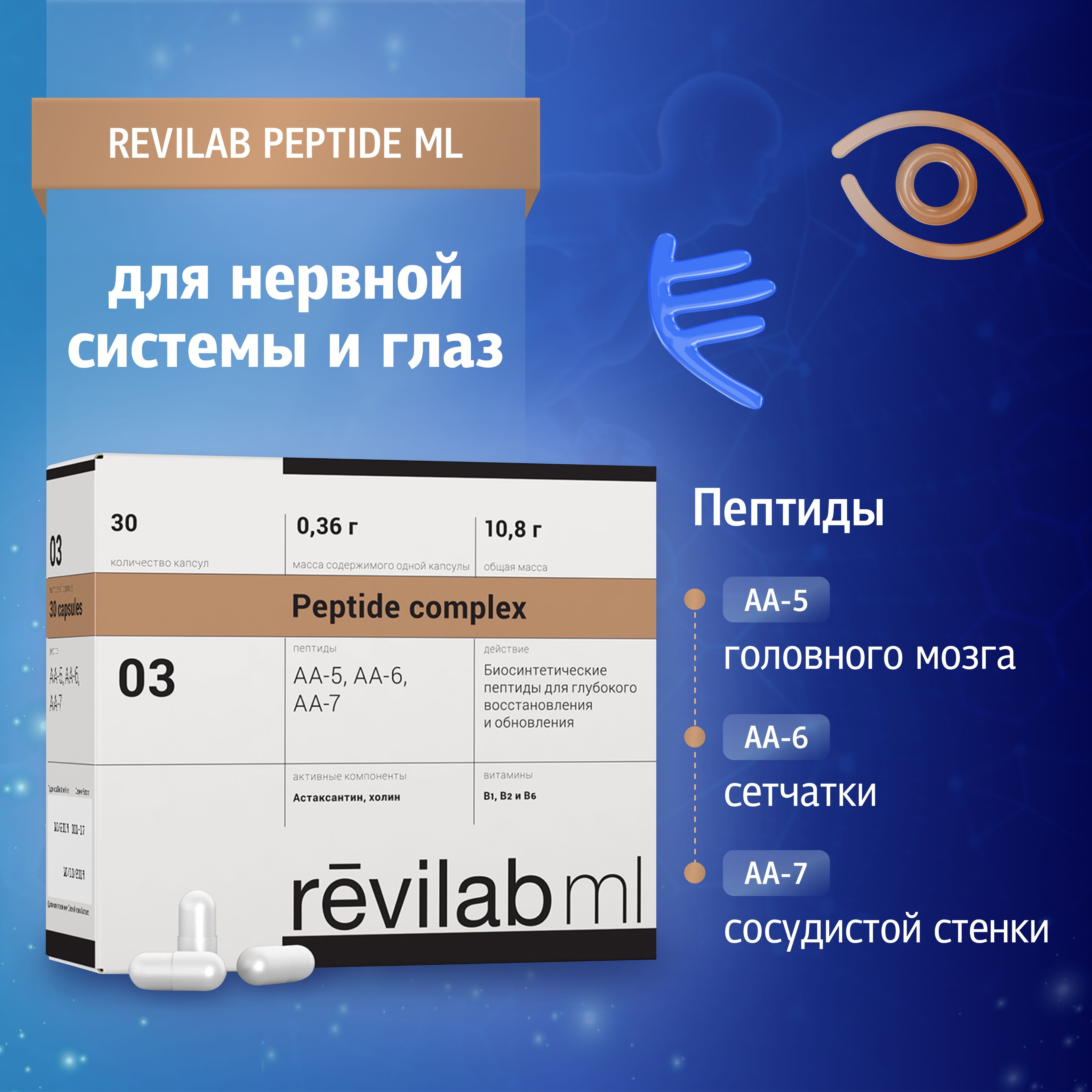 Revilab ML-03 - пептидный комплекс для нервной системы и органов зрения БАД