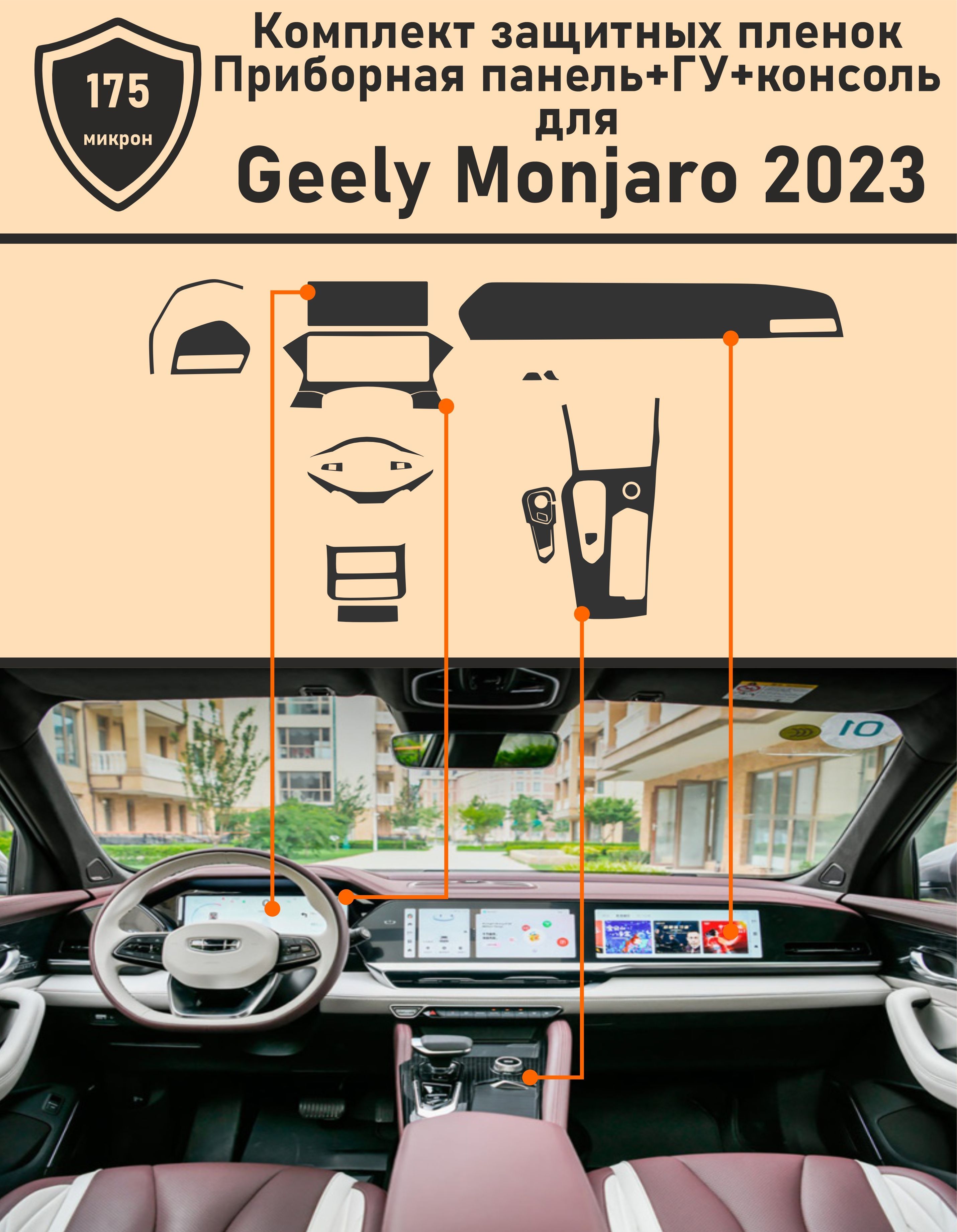 Geely Monjaro 2023/ Комплект матовых защитных пленок Приборная панель+ГУ+Консоль  - купить по выгодным ценам в интернет-магазине OZON (1202588362)