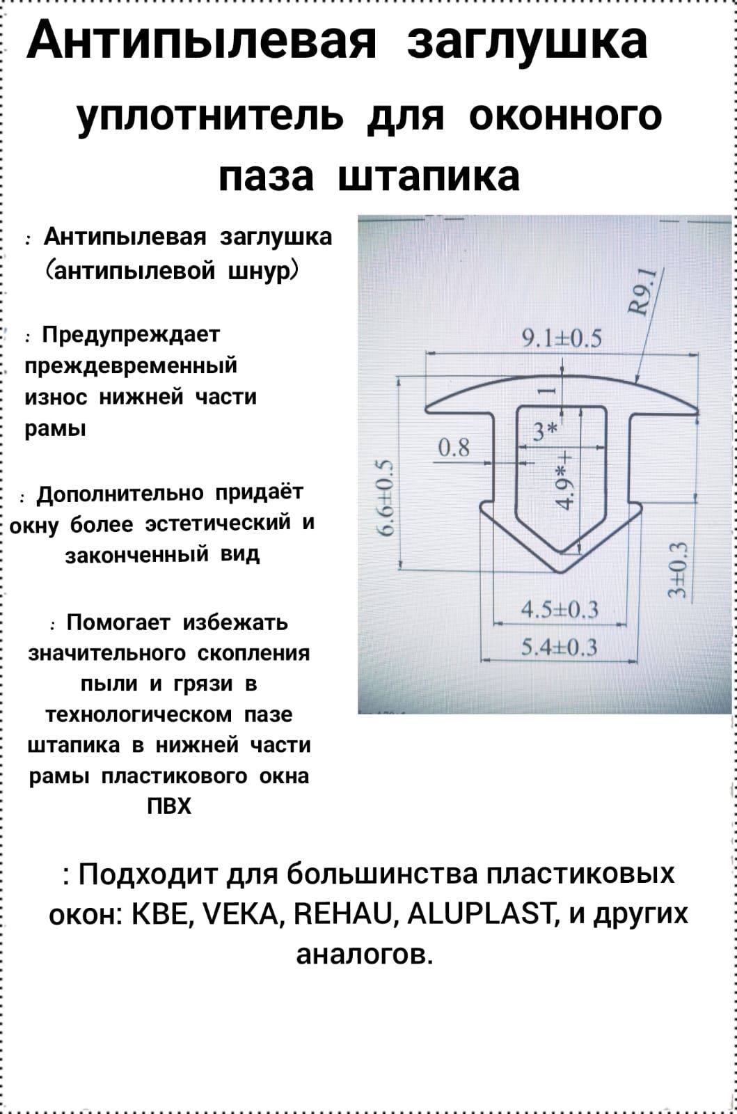 ЗаглушкапазаштапикадляоконидверейПВХ-10метров,белая.