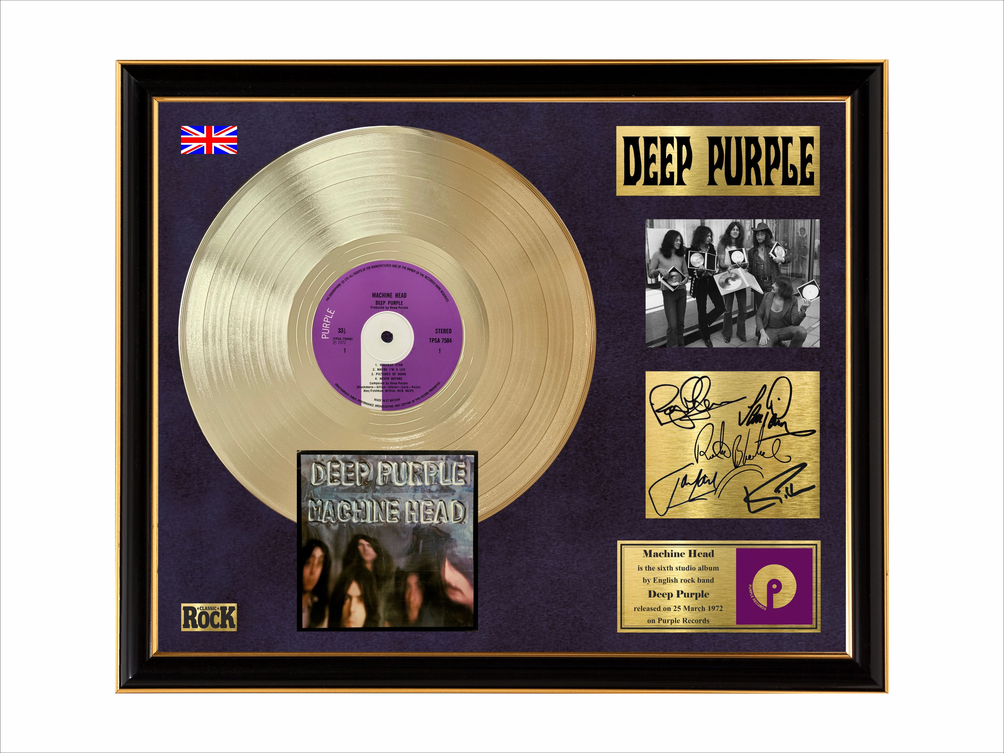 Deep Purple Machine Head золотой диск в рамке 45х55 - купить по низкой цене  в интернет-магазине OZON (1137409239)