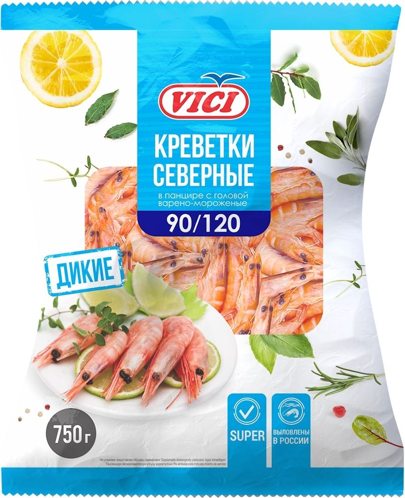 Креветки Северные 90/120 в/м VICI, 750 г