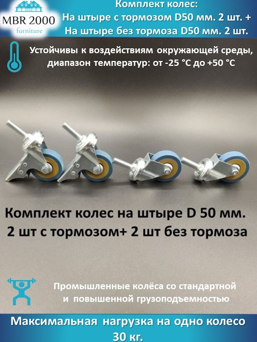 КомплектколеснаштыреD50мм.