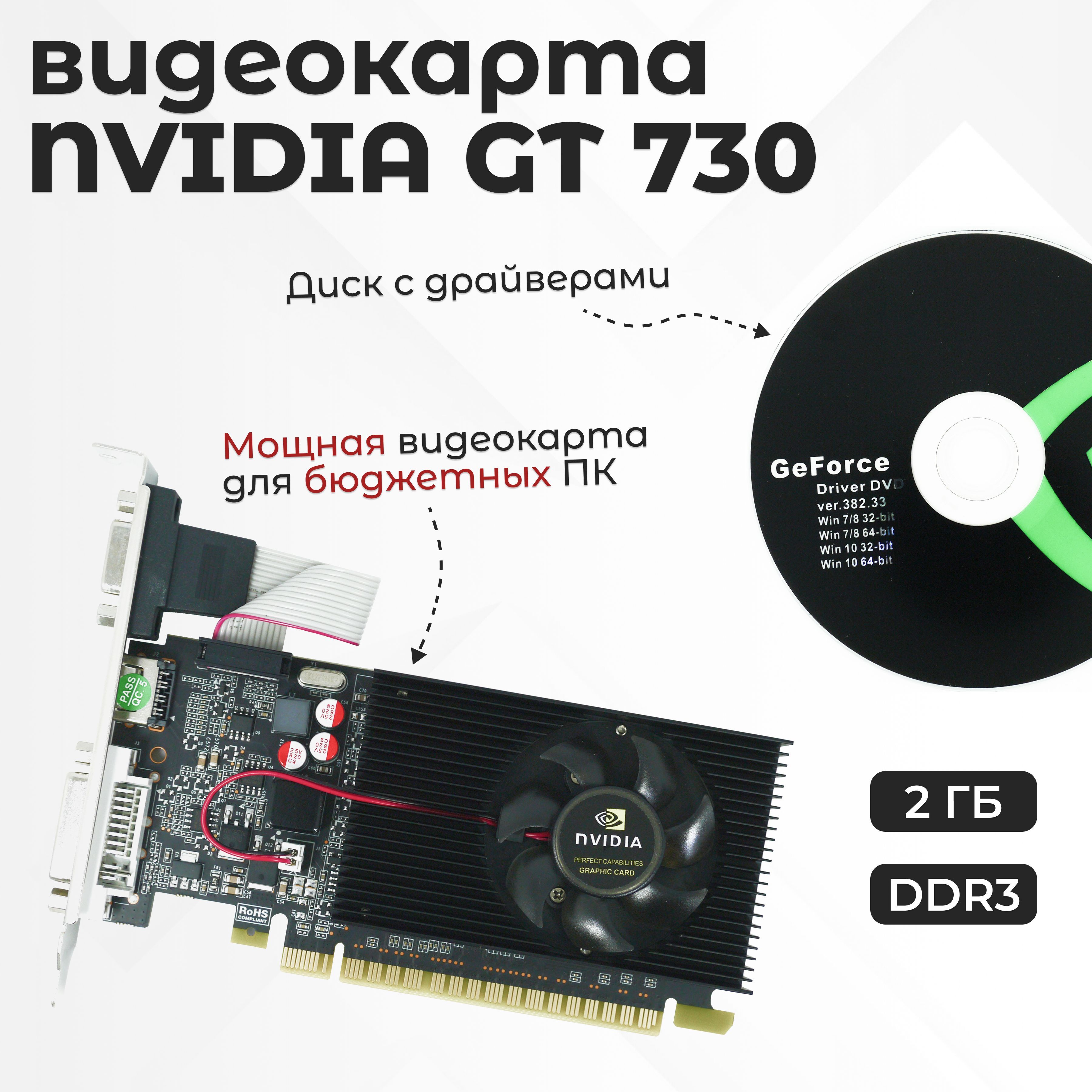 NVIDIAВидеокартаGeForceGT7302ГБ(GV-N730D3-2GI)