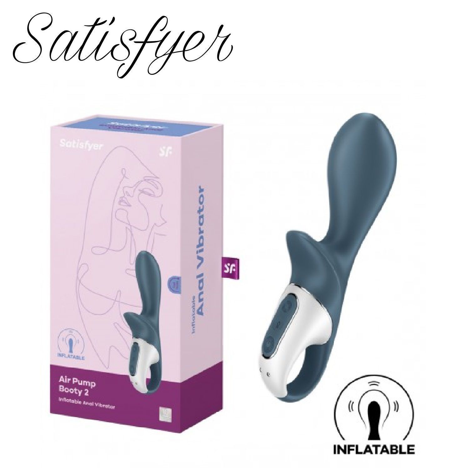 Satisfyer Анальный вибромассажёр Air Pump Booty 2 - купить с доставкой по  выгодным ценам в интернет-магазине OZON (1200191772)