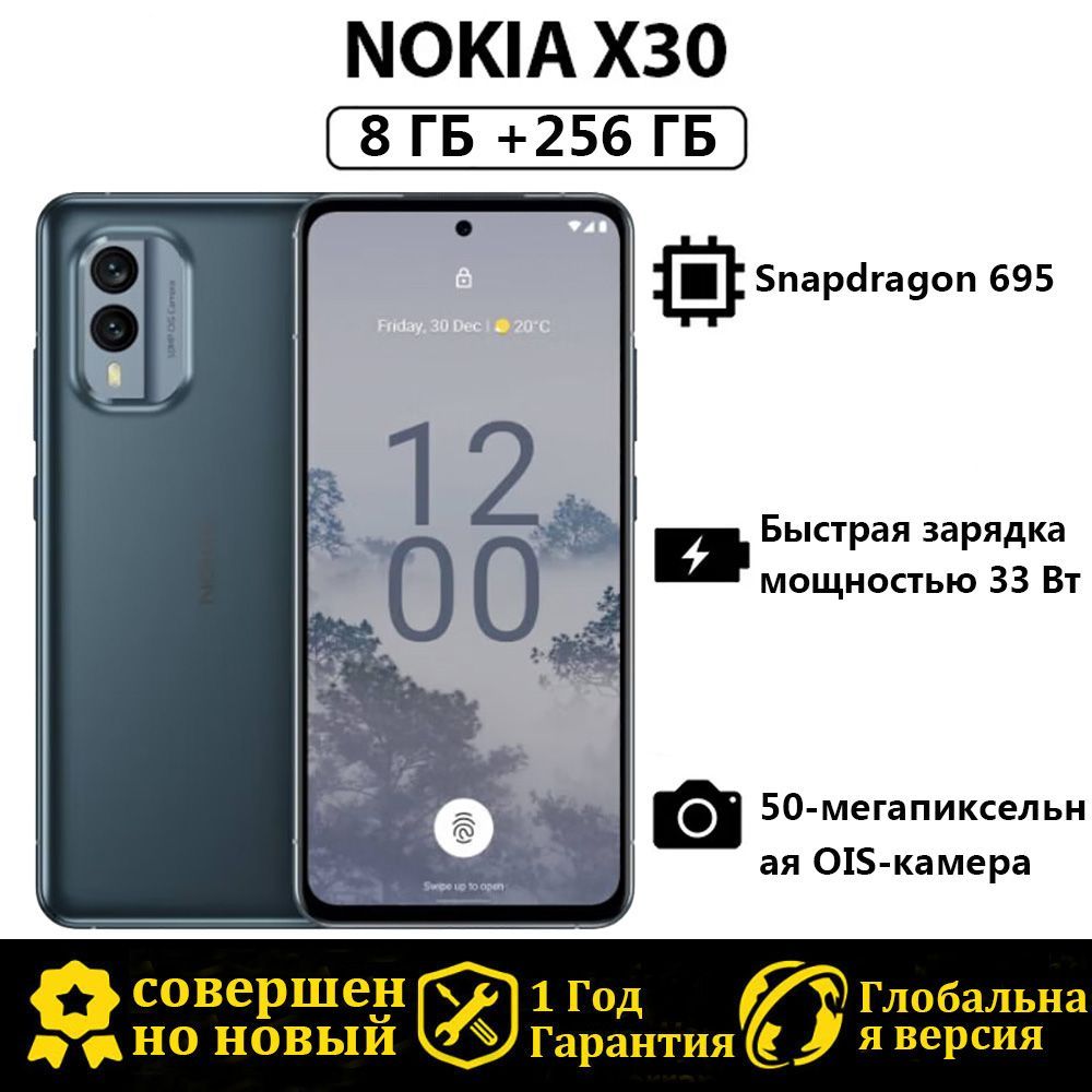 NokiaСмартфонX305GNFCeSIMГлобальнаяверсияПоддержкарусскоязычныхсервисовиGoogle8/256ГБ,синий