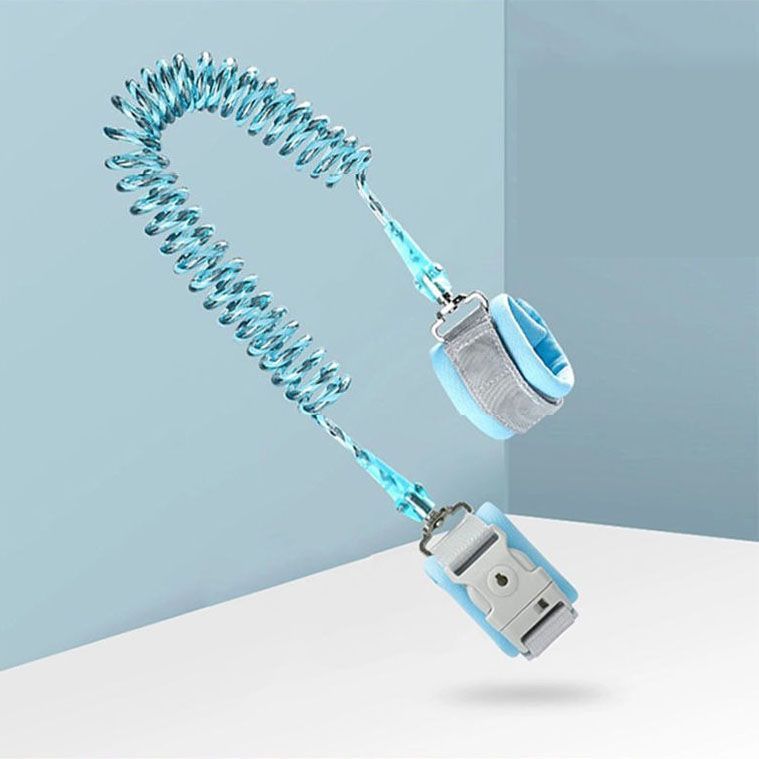 Синяя детская веревка длиной 2 м, анти-потерянный ремень, тяговый трос, защитный браслет-ключ, функция подсветки