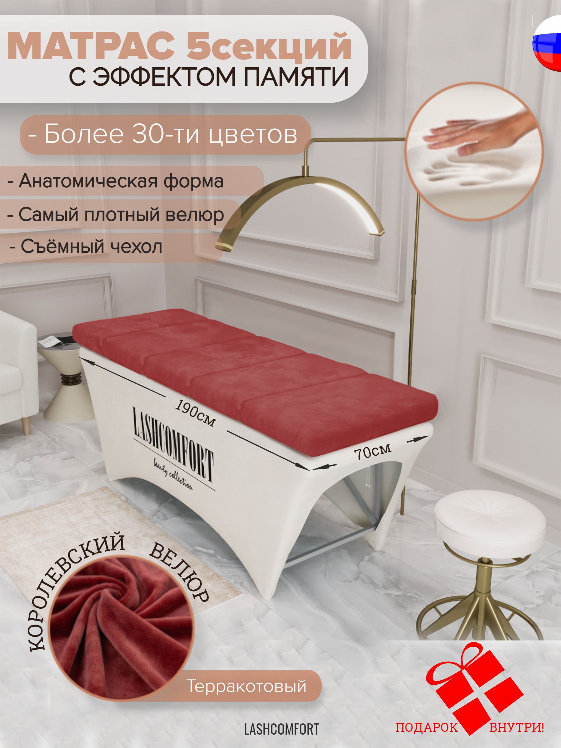 Матрас LASHCOMFORT 5 СЕКЦИЙ с эффектом памяти, 190*70см, Беспружинный, 70 -  купить по выгодной цене в интернет-магазине OZON (699336735)