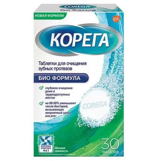 Корега Биоформула, таблетки для обработки зубных протезов, 30 шт.